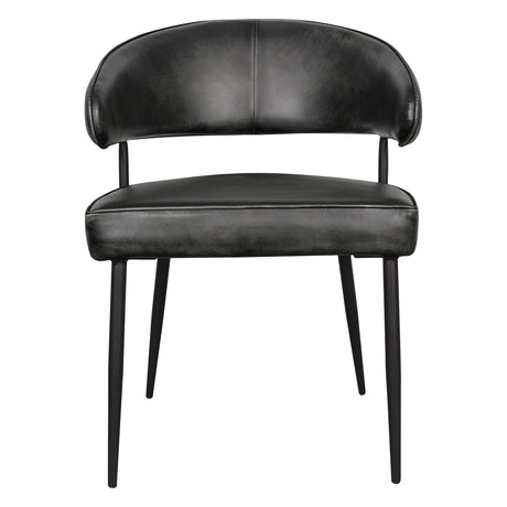 Essex Dover 23" Armchair in Weathered Black Leather, Set of 2 by Home Trends & Design at Eve Furniture