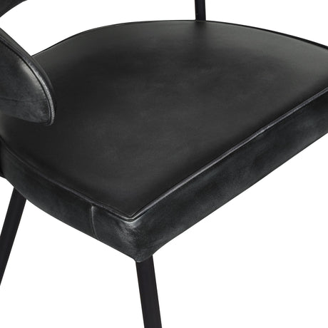 Essex Dover 23" Armchair in Weathered Black Leather, Set of 2 by Home Trends & Design at Eve Furniture