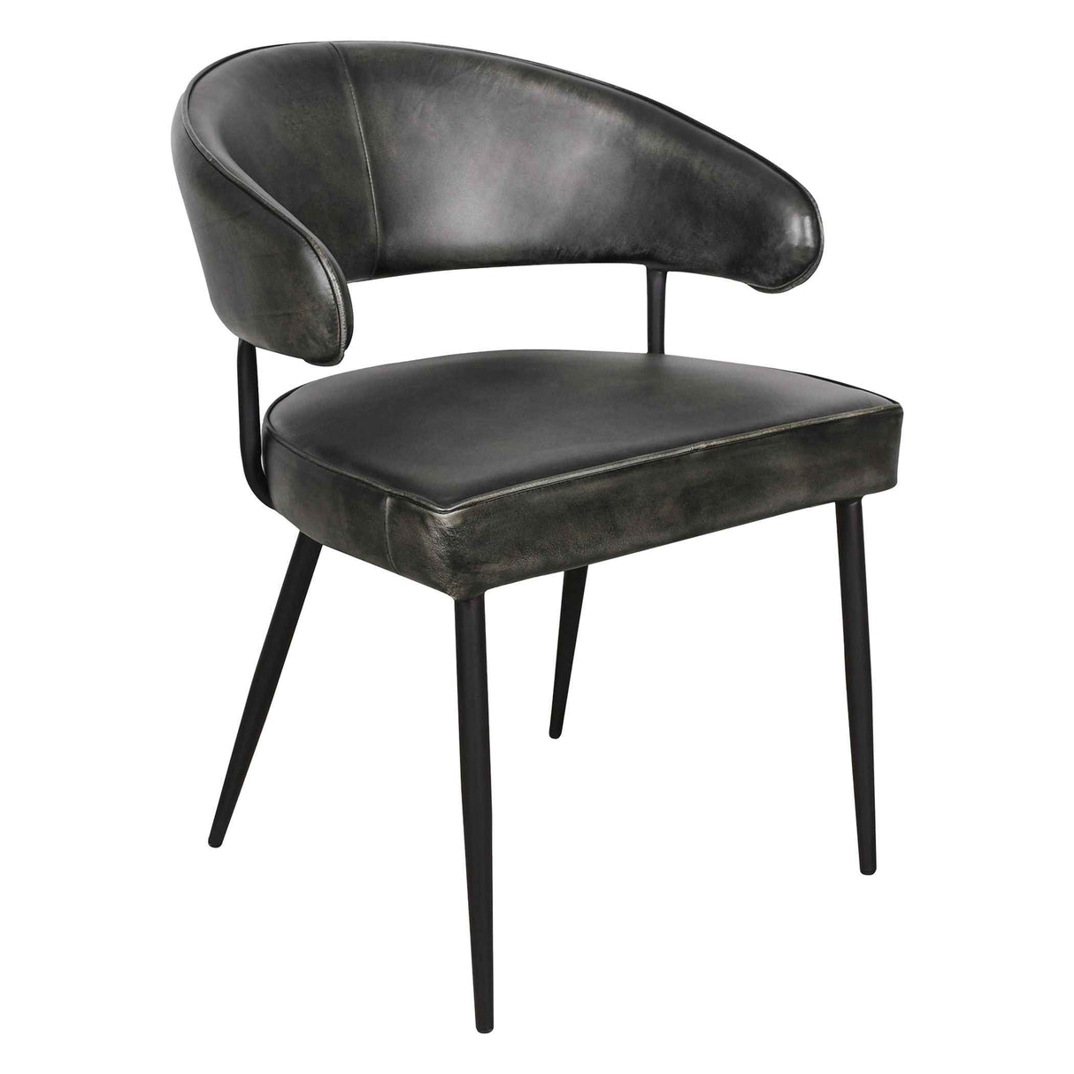 Essex Dover 23" Armchair in Weathered Black Leather, Set of 2 by Home Trends & Design at Eve Furniture
