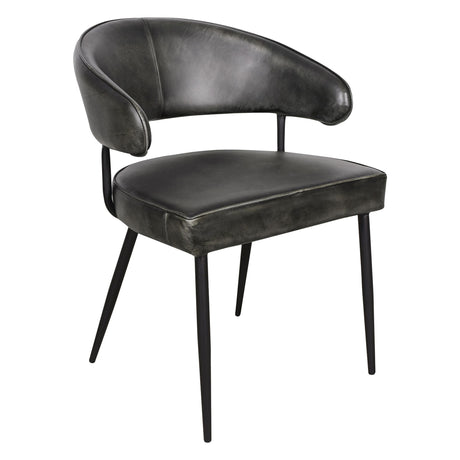 Essex Dover 23" Armchair in Weathered Black Leather, Set of 2 by Home Trends & Design at Eve Furniture