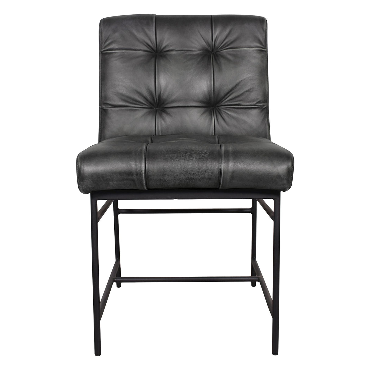 Essex Stockton 19" Dining Chair in Weathered Black Leather, Set of 2 by Home Trends & Design at Eve Furniture