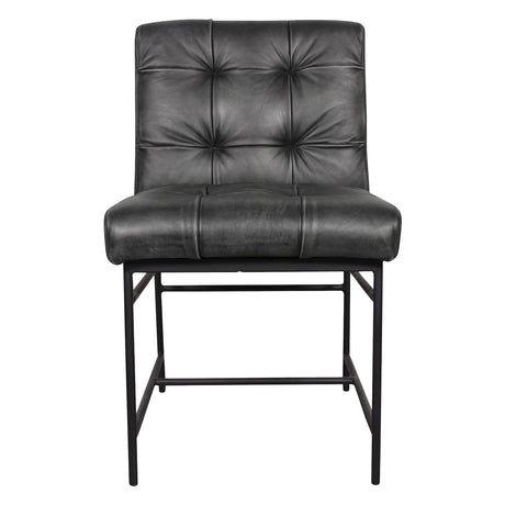 Essex Stockton 19" Dining Chair in Weathered Black Leather, Set of 2 by Home Trends & Design at Eve Furniture