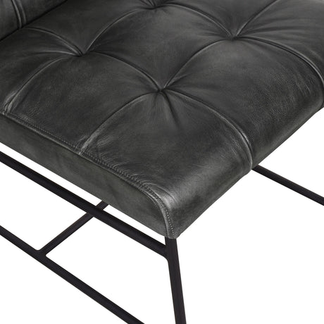 Essex Stockton 19" Dining Chair in Weathered Black Leather, Set of 2 by Home Trends & Design at Eve Furniture