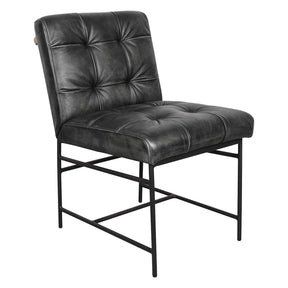 Essex Stockton 19" Dining Chair in Weathered Black Leather, Set of 2 by Home Trends & Design at Eve Furniture
