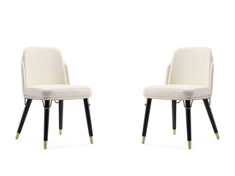 Estelle Dining Chair in Cream and Black (set of 2) by Manhattan Comfort at Eve Furniture