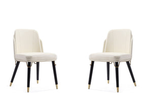 Estelle Dining Chair in Cream and Black (set of 2) by Manhattan Comfort at Eve Furniture