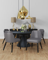 Estelle Dining Chair in Pebble and Black by Manhattan Comfort at Eve Furniture
