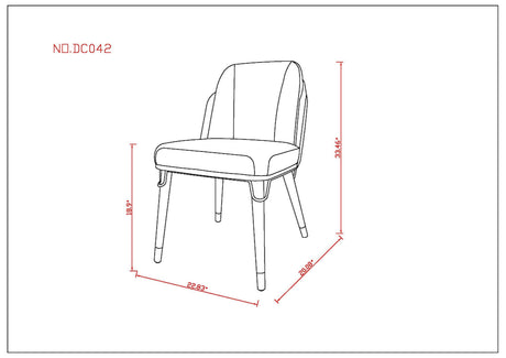 Estelle Dining Chair in Pebble and Black by Manhattan Comfort at Eve Furniture