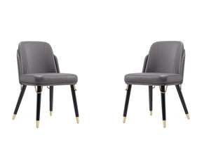 Estelle Dining Chair in Pebble and Black (set of 2) by Manhattan Comfort at Eve Furniture