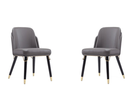 Estelle Dining Chair in Pebble and Black (set of 2) by Manhattan Comfort at Eve Furniture
