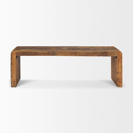 Estelle Rustic Brown Reclaimed Wood Bench by Mercana at Eve Furniture