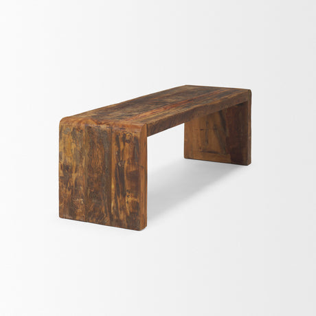 Estelle Rustic Brown Reclaimed Wood Bench by Mercana at Eve Furniture