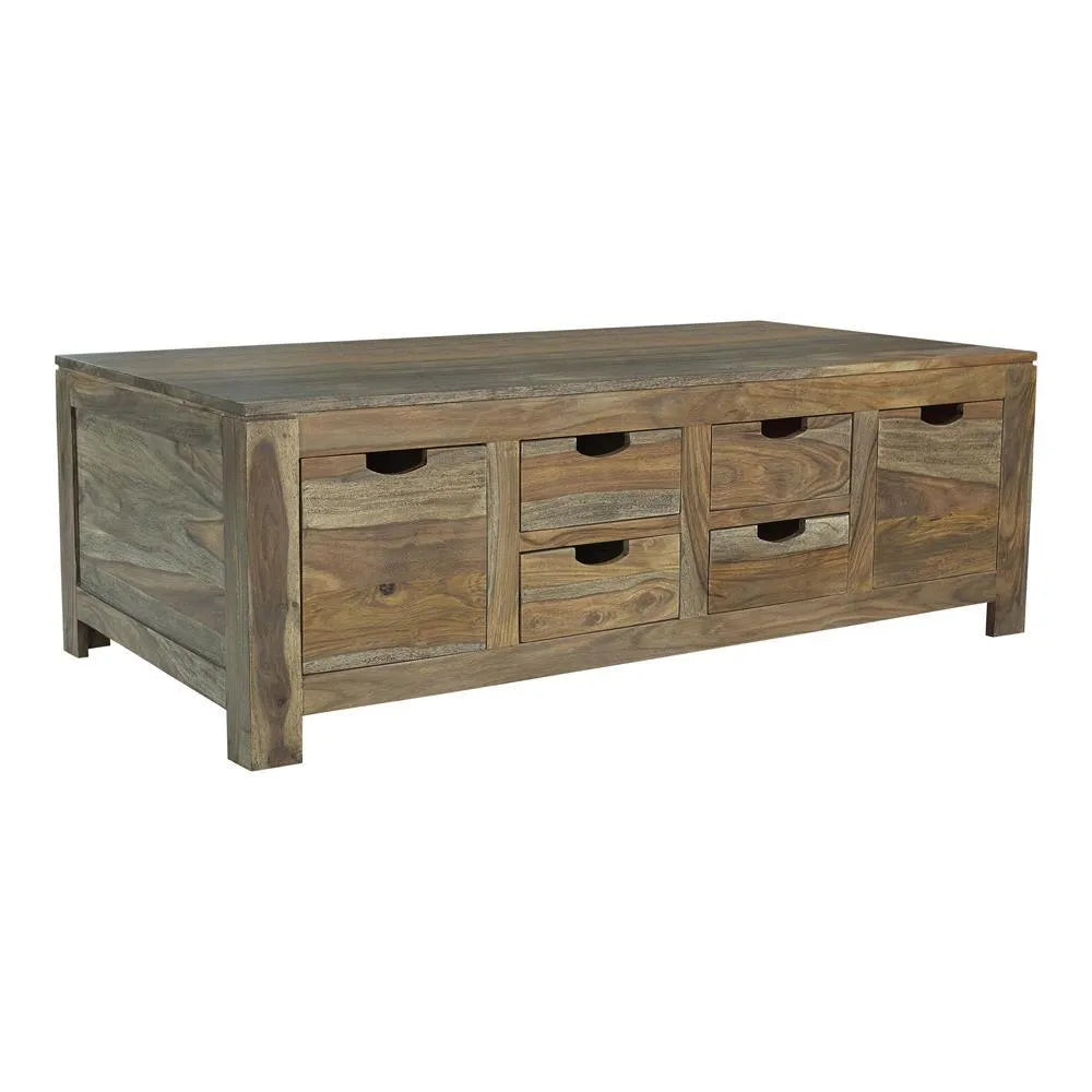 Esther Natural Sheesham 6-Drawer Storage Coffee Table by Coaster at Eve Furniture
