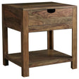 Esther Sheesham Natural 1-Drawer Solid Wood Side End Table by Coaster at Eve Furniture