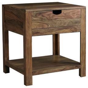 Esther Sheesham Natural 1-Drawer Solid Wood Side End Table by Coaster at Eve Furniture