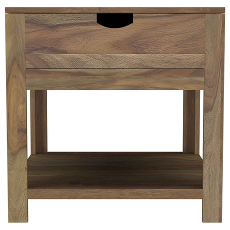 Esther Sheesham Natural 1-Drawer Solid Wood Side End Table by Coaster at Eve Furniture