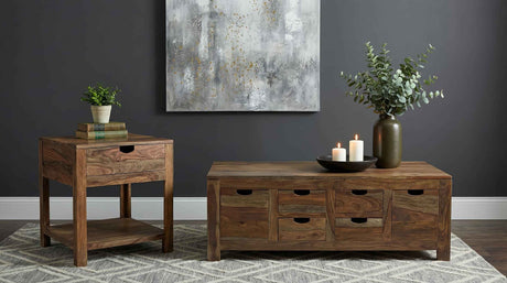 Esther Sheesham Natural 1-Drawer Solid Wood Side End Table by Coaster at Eve Furniture
