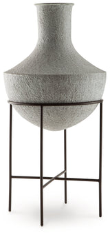 Estonbank Distressed Cream Vase by Ashley at Eve Furniture
