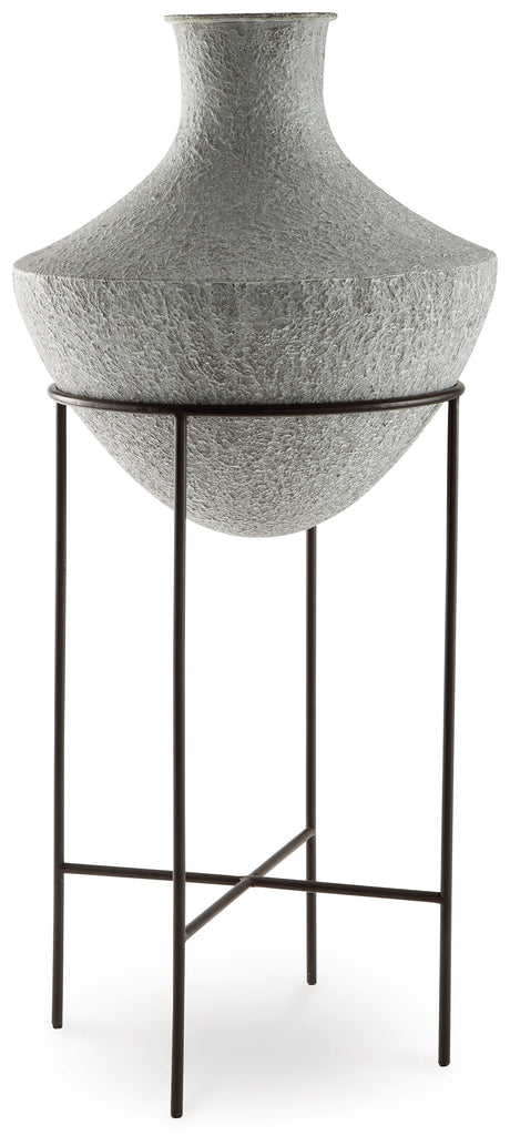 Estonbank Distressed Cream Vase by Ashley at Eve Furniture