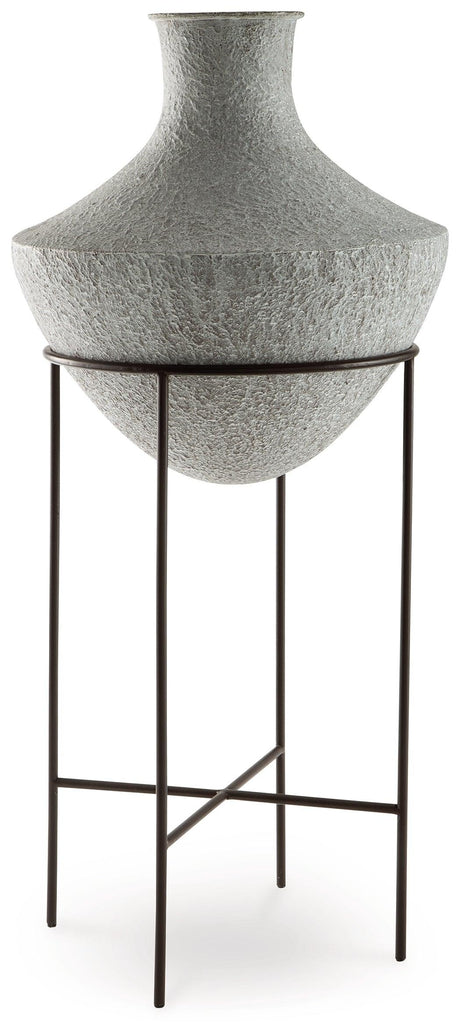 Estonbank Distressed Cream Vase by Ashley at Eve Furniture