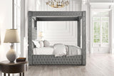 Etherea Gray Queen Upholstered Platform Poster Bed by Furniture of America at Eve Furniture