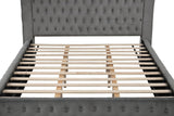 Etherea Gray Queen Upholstered Platform Poster Bed by Furniture of America at Eve Furniture