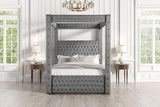 Etherea Gray Queen Upholstered Platform Poster Bed by Furniture of America at Eve Furniture