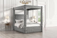Etherea Gray Queen Upholstered Platform Poster Bed by Furniture of America at Eve Furniture