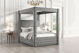Etherea Gray Queen Upholstered Platform Poster Bed by Furniture of America at Eve Furniture