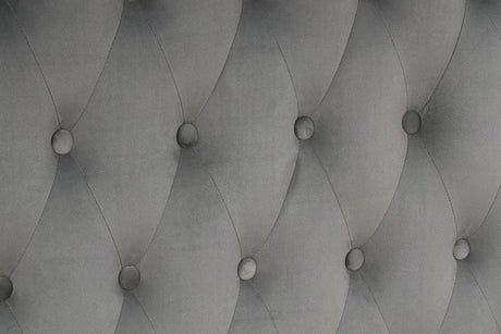 Etherea Gray Queen Upholstered Platform Poster Bed by Furniture of America at Eve Furniture