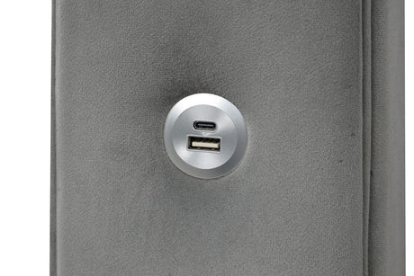 Etherea Gray Queen Upholstered Platform Poster Bed by Furniture of America at Eve Furniture