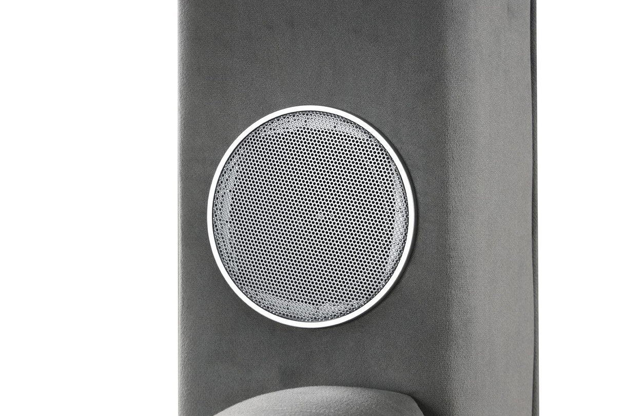 Etherea Gray Queen Upholstered Platform Poster Bed by Furniture of America at Eve Furniture