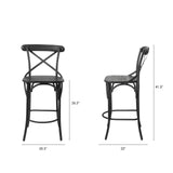 Etienne 26.25" Seat Height Black Wood Seat Black Metal Base Stool by Mercana at Eve Furniture