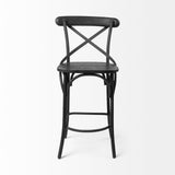 Etienne 26.25" Seat Height Black Wood Seat Black Metal Base Stool by Mercana at Eve Furniture