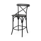 Etienne 26.25" Seat Height Black Wood Seat Black Metal Base Stool by Mercana at Eve Furniture