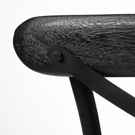 Etienne Black Wood Seat Black Metal Base Stool by Mercana at Eve Furniture