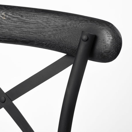 Etienne Black Wood Seat Black Metal Base Stool by Mercana at Eve Furniture