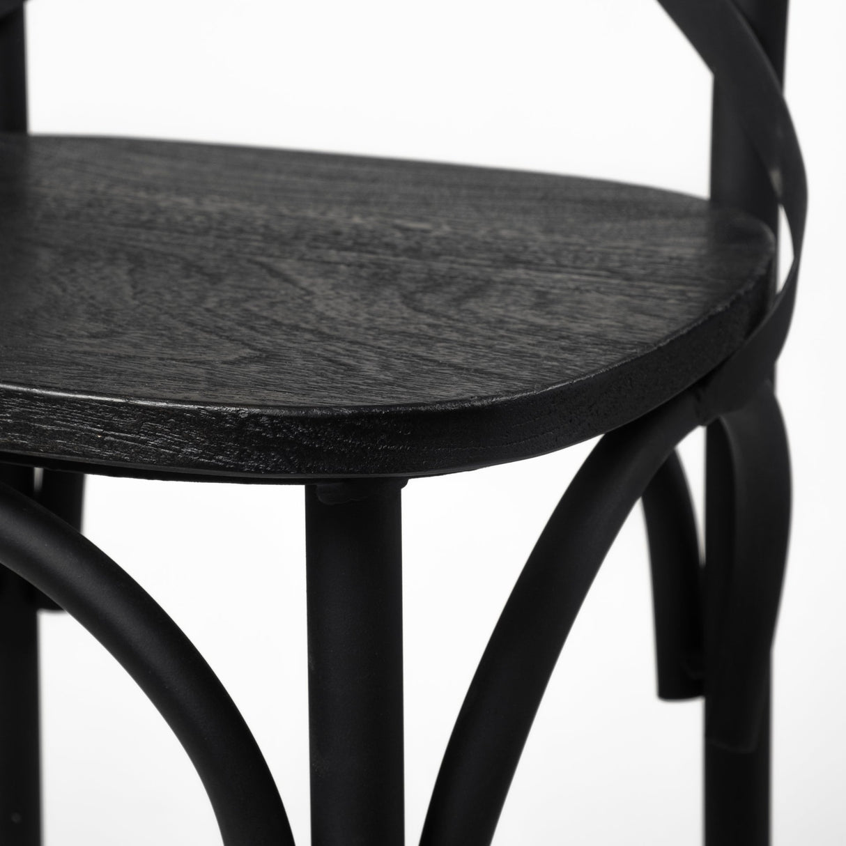 Etienne Black Wood Seat Black Metal Base Stool by Mercana at Eve Furniture