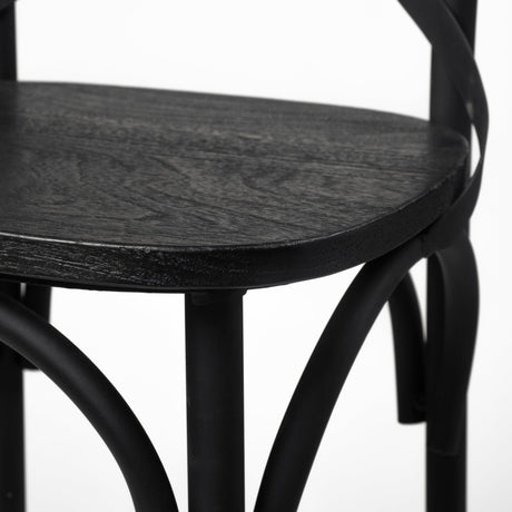 Etienne Black Wood Seat Black Metal Base Stool by Mercana at Eve Furniture