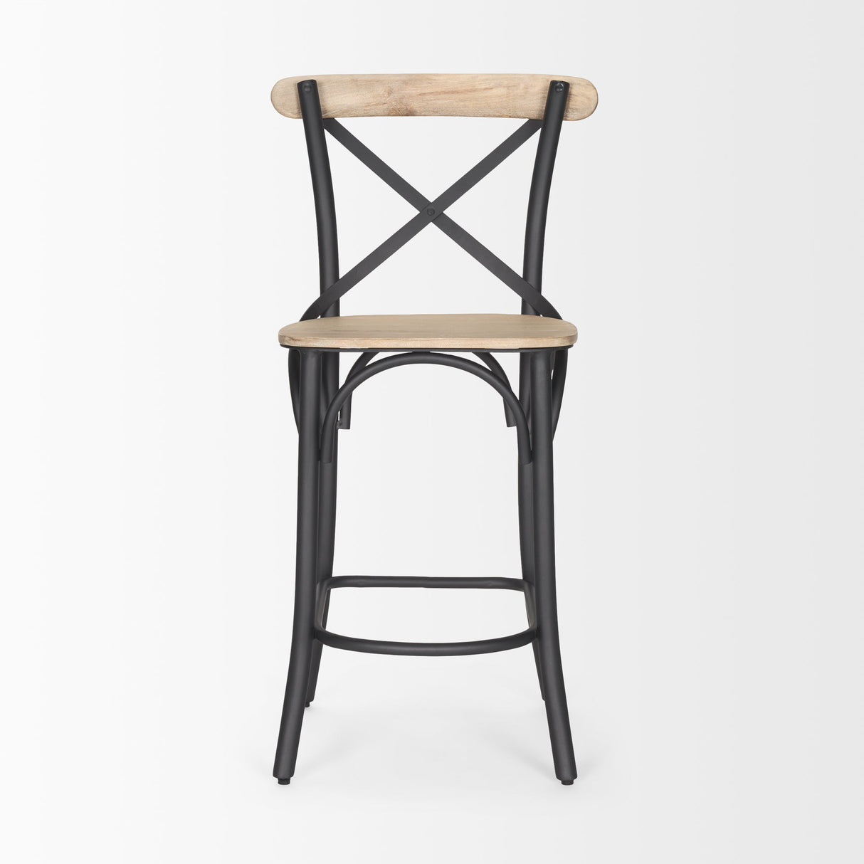 Etienne Light Brown Wood w/ Iron Metal Counter Stool by Mercana at Eve Furniture