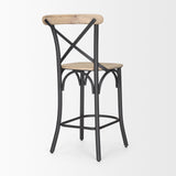 Etienne Light Brown Wood w/ Iron Metal Counter Stool by Mercana at Eve Furniture