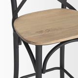 Etienne Light Brown Wood w/ Iron Metal Counter Stool by Mercana at Eve Furniture