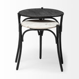 Etienne VII 24" Set of Two Round Top Black Wood and Marble Top Nesting Table by Mercana at Eve Furniture