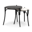 Etienne VII Set of Two Round Top Black Wood and Marble Top Nesting Table by Mercana at Eve Furniture