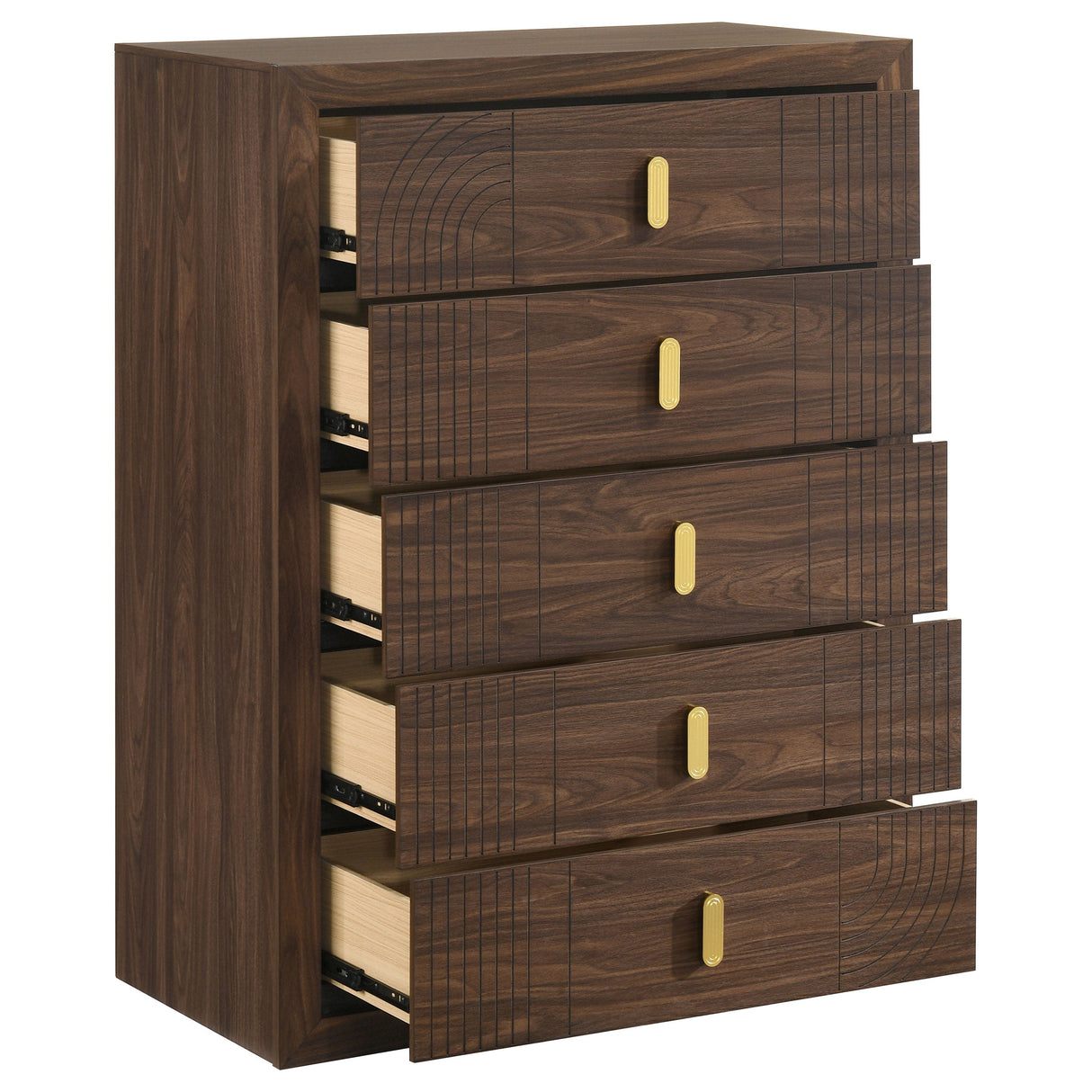 Etienne Walnut 5-drawer Bedroom Chest Of Drawers by Coaster at Eve Furniture