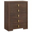 Etienne Walnut 5-drawer Bedroom Chest Of Drawers by Coaster at Eve Furniture