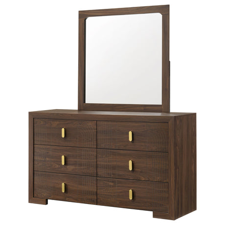 Etienne Walnut 6-drawer Dresser With Mirror by Coaster at Eve Furniture