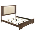 Etienne Walnut Eastern King Velvet Upholstered Panel Bed by Coaster at Eve Furniture