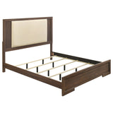Etienne Walnut Eastern King Velvet Upholstered Panel Bed by Coaster at Eve Furniture