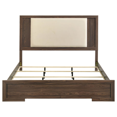 Etienne Walnut Eastern King Velvet Upholstered Panel Bed by Coaster at Eve Furniture
